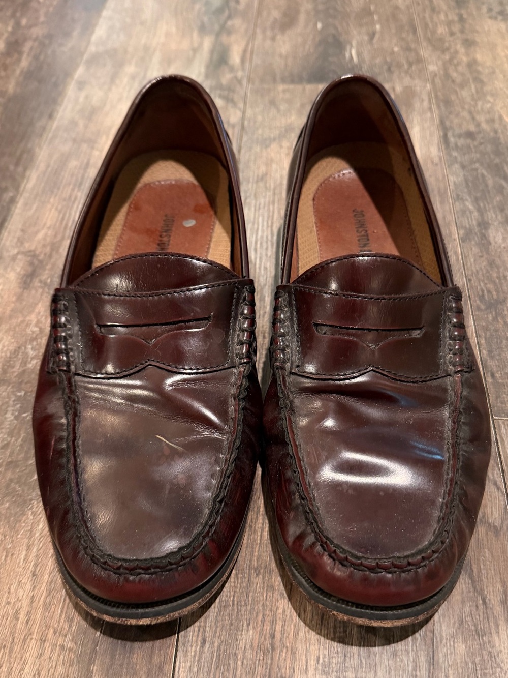 Johnston & Murphy Burgundy Leather Penny Loafers
